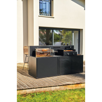 CLOSED MODULE IN BLACK STEEL FOR CHARCOAL GRILL FORGE ADOUR